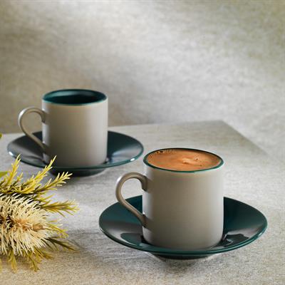 Schafer Aurora 2 Kişilik Kahve Fincan Takımı 4 Parça-Gri/Yeşil