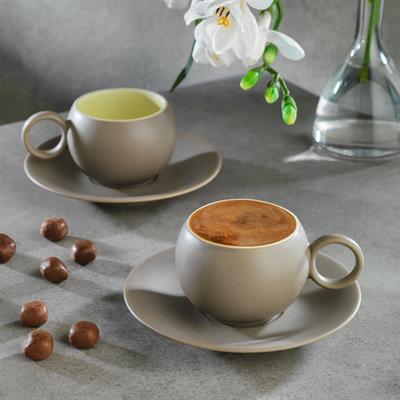 Schafer Aurora 2 Kişilik Kahve Fincan Takımı 4 Parça-Kahve/Bej