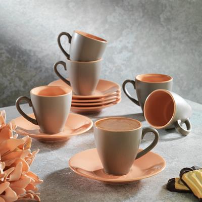 Schafer Aurora 6 Kişilik Kahve Fincan Takımı 12 Parça-Pembe