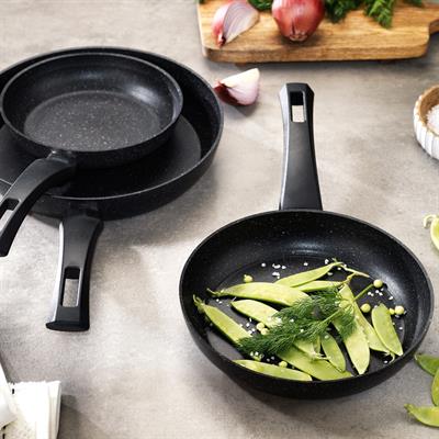 Schafer Black Stone 3 lü Tava Seti 18Cm+22Cm+26Cm-Siyah