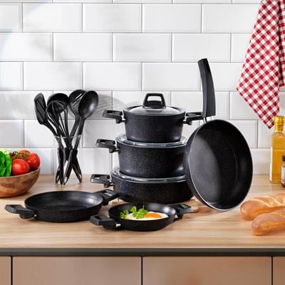 Schafer Black Stone Tencere Seti 14 Parça-Siyah