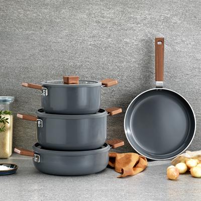 Schafer Ceramoni Seramik Tencere Seti 7 Parça-Gri