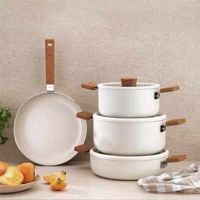 Schafer Ceramoni Seramik Tencere Seti 7 Parça-Krem