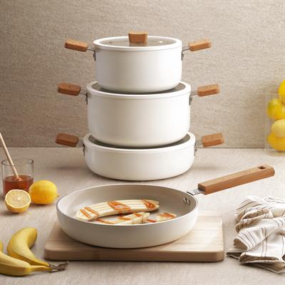 Schafer Ceramoni Seramik Tencere Seti 7 Parça-Krem