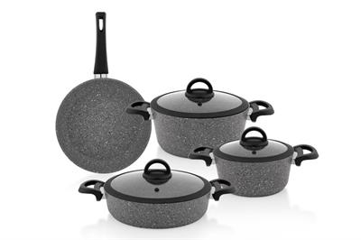 Schafer Cucina Yanmaz Yapışmaz Tencere Seti 7 Parça-Gri