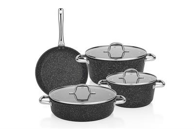 Schafer Dark Millard Yanmaz Yapışmaz Tencere Seti 7 Parça-Siyah
