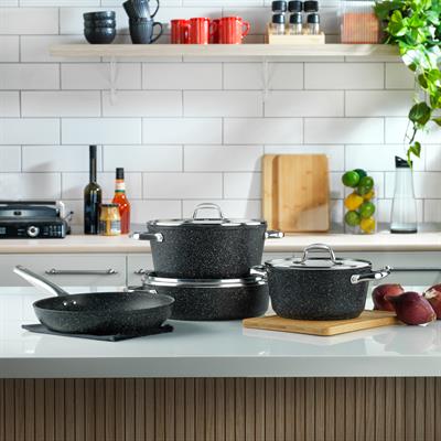 Schafer Dark Millard Yanmaz Yapışmaz Tencere Seti 7 Parça-Siyah