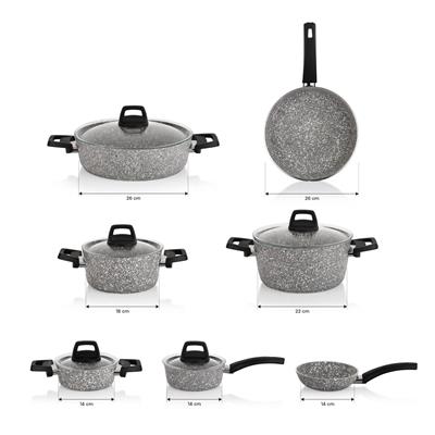 Schafer Dark Storm Tencere Seti 12 Parça-Gri