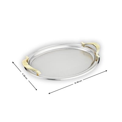 Schafer Ela 2 li Oval Çay Tepsisi-Platin01