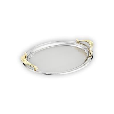 Schafer Ela 2 li Oval Çay Tepsisi-Platin01