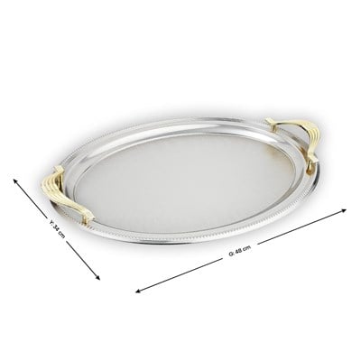 Schafer Ela 2 li Oval Çay Tepsisi-Platin01