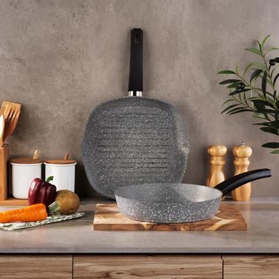 Schafer Eternal 2 li Set Grill Tava 28Cm+Tava 26Cm-Gri