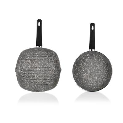 Schafer Eternal 2 li Set Grill Tava 28Cm+Tava 26Cm-Gri