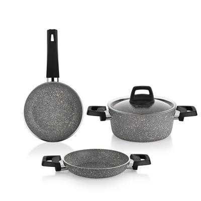 Schafer Eternal 3 lü Set Tencere 18Cm+Sahan 18Cm+Tava18Cm-Gri