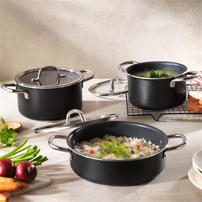 Schafer Everyday 3 lü Tencere Seti 6 Parça-Antrasit