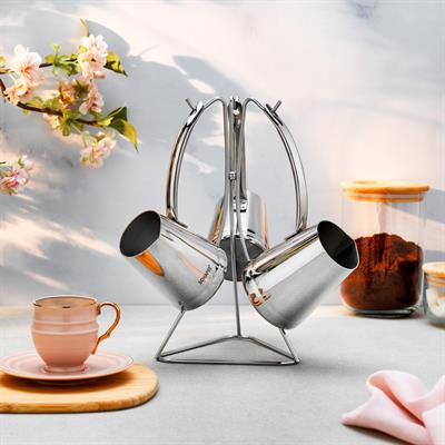 Schafer Fabian 3 lü Çelik Cezve Seti 4 Parça-Inox