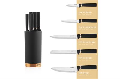 Schafer Forge Bloklu Bıçak Seti 6 Parça-Siyah02