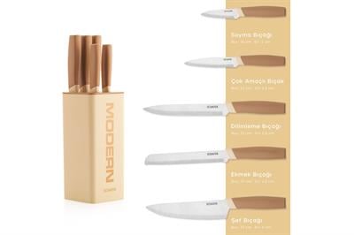Schafer Forge Bloklu Bıçak Seti 6 Parça-Krem