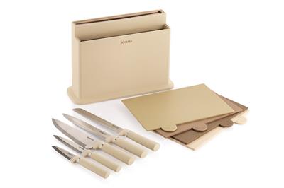 Schafer Forge Kesme Tahtası/Bıçak Seti 10 Parça-Krem