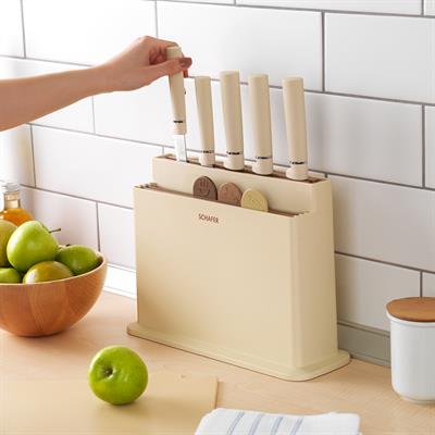 Schafer Forge Kesme Tahtası/Bıçak Seti 10 Parça-Krem