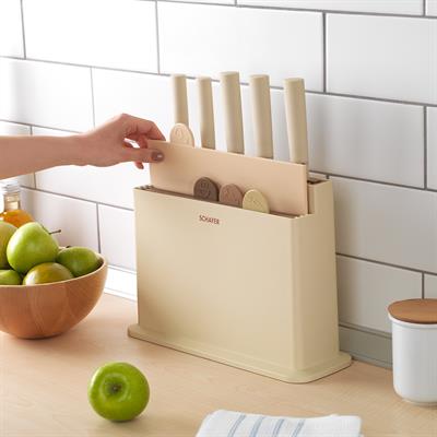 Schafer Forge Kesme Tahtası/Bıçak Seti 10 Parça-Krem