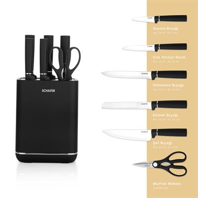 Schafer Forge Makaslı Bıçak Seti 7 Parça-Siyah