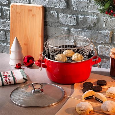 Schafer Fry Çıtır Kızartma Tenceresi 22 Cm-3 Parça-Kırmızı