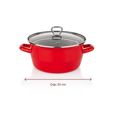 Schafer Fry Çıtır Kızartma Tenceresi 22 Cm-3 Parça-Kırmızı