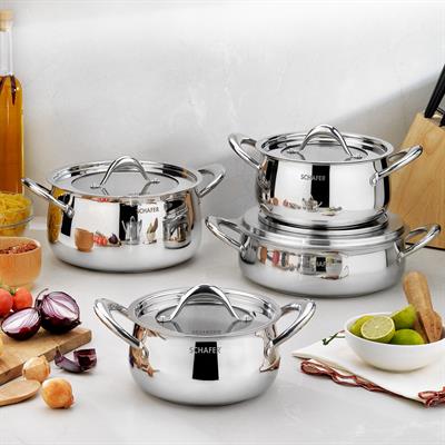 Schafer Galaxy Çelik Tencere Seti 8 Parça-Inox