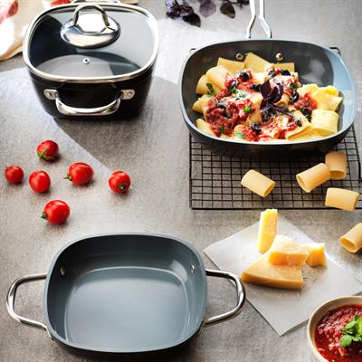 Schafer Gastronomie Master Seramik Derin Tencere 24Cm-Siyah/Gri