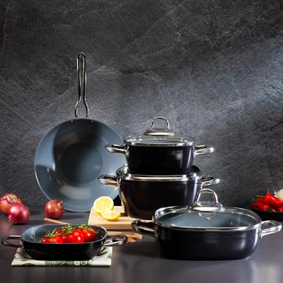 Schafer Gastronomie Master Seramik Derin Tencere 24Cm-Siyah/Gri