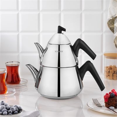 Schafer Giza Piramit Çaydanlık Takımı Orta Boy 3 Parça-Inox