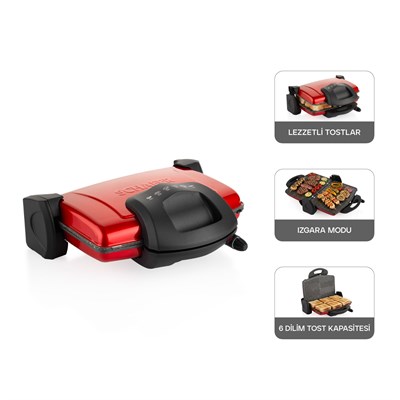 Schafer Grill Chef Tost Makinesi-Lal Kırmızı