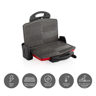Schafer Grill Chef Tost Makinesi-Lal Kırmızı