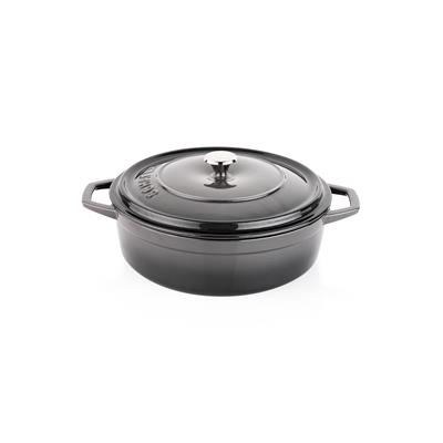 Schafer Guss Chef Döküm Basık Tencere 26Cm-2 Parça-Gri