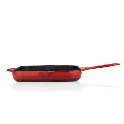 Schafer Guss Chef Döküm Kare Grill Tava 28x28Cm-1 Parça-Kırmızı