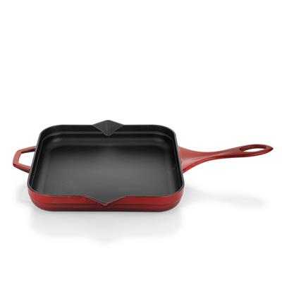 Schafer Guss Chef Döküm Kare Kızartma Tavası 28x28 Cm-Kırmızı