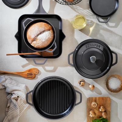 Schafer Guss Chef Döküm Sahan Çift Kulplu 19 Cm 1 Parça-Gri