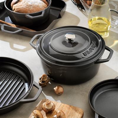 Schafer Guss Chef Döküm Sahan Çift Kulplu 22 Cm-1 Parça-Gri