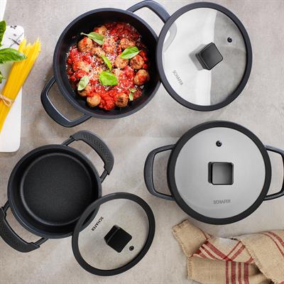 Schafer Hektor 3 lü Döküm Tencere Seti 6 Parça-Siyah