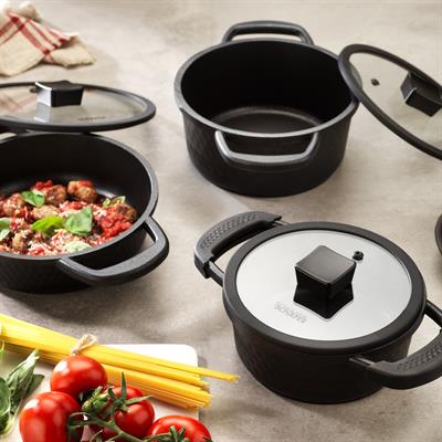 Schafer Hektor 3 lü Döküm Tencere Seti 6 Parça-Siyah