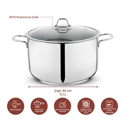 Schafer Held Çelik Derin Tencere 30 Cm-2 Parça-Inox
