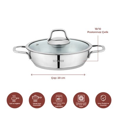 Schafer Held Çelik Sahan (Kapaklı) 20 Cm-2 Parça-Inox