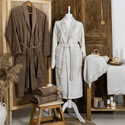 Schafer Home Azur Dantelli Banyo Seti 6 Parça - Ekru/Bej