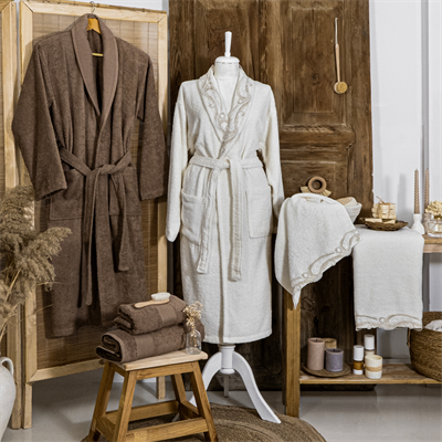 Schafer Home Azur Dantelli Banyo Seti 6 Parça - Ekru/Bej