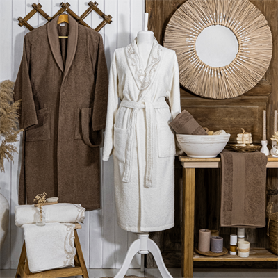 Schafer Home Azur Dantelli Banyo Seti 6 Parça - Ekru/Bej