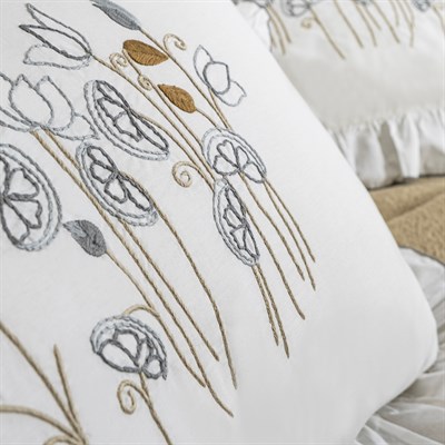 Schafer Home Estiva Çift Kişilik Nevresim Takımı 7 Parça-Ekru
