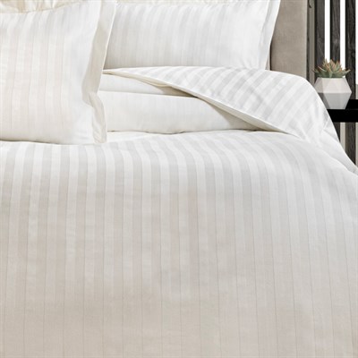 Schafer Home Jody Çift Kişilik 2 cm Çizgi Saten Nevresim Takımı 4 Parça-Beyaz