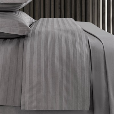 Schafer Home Jody Çift Kişilik 2 cm Çizgi Saten Nevresim Takımı 4 Parça-Gri