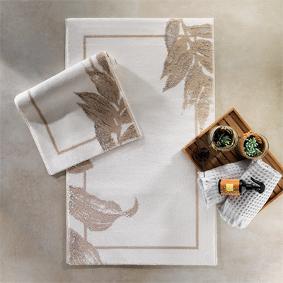Schafer Home Leafy 2 Li Pamuk Floş Banyo Paspası-Bej
